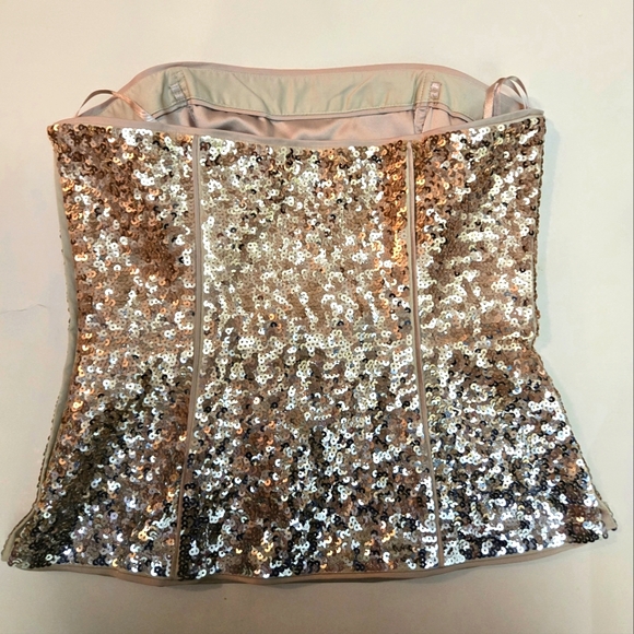 NWOT WHBM gold ombre sequin bustier size 2 - Picture 2 of 7